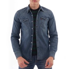 Levis Pánská Košile s dlouhým rukávem Barstow Western Shirt - Bruised Indigo