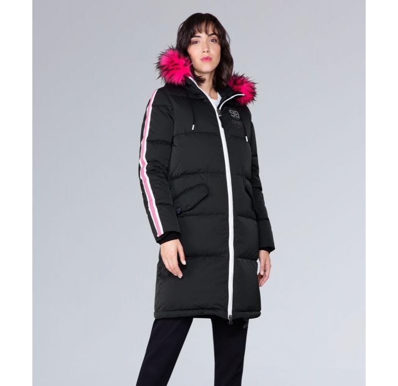 Soccx Dámska Zimná bunda s kapucňou Black/neon magenta