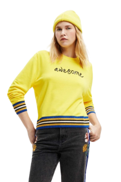 Desigual Sweter damski  MARA žltý