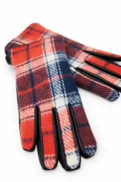 DESIGUAL  RĘKAWICE DAMSKIE  GLOVE RED CHECK
