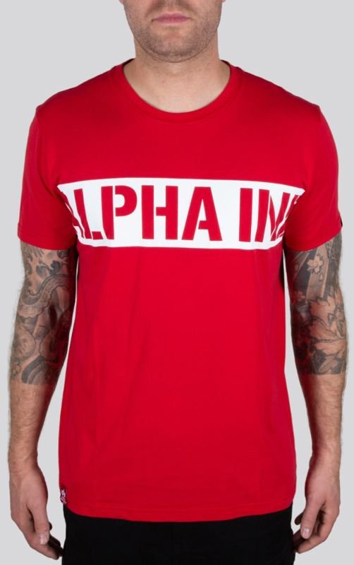 Alpha Industries Printed Stripe T speed red triko pánské