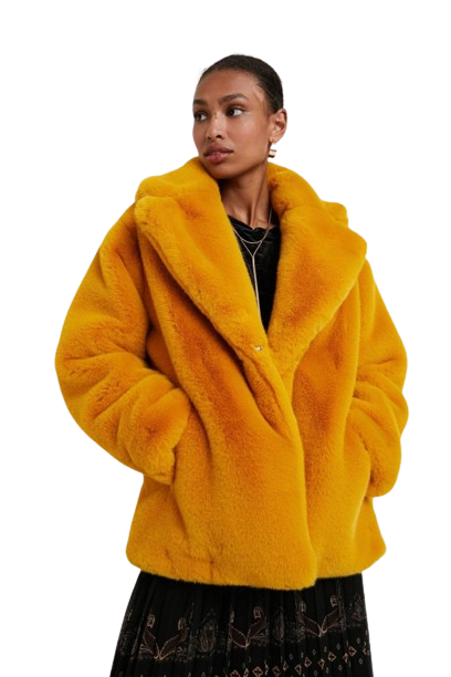 Desigual Dámsky kabát CHAQ SEREN - Farba: Žltá, Veľkosť: M, Typ: Zimná bunda