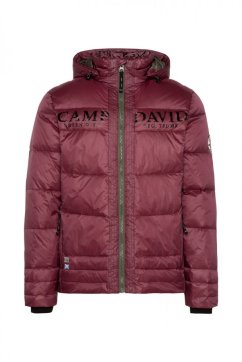 CAMP DAVID Pánska Bunda zimná s Kapucňou DARK RED