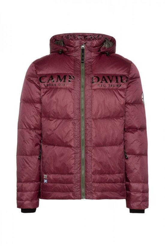 CAMP DAVID Pánska Bunda zimná s Kapucňou DARK RED