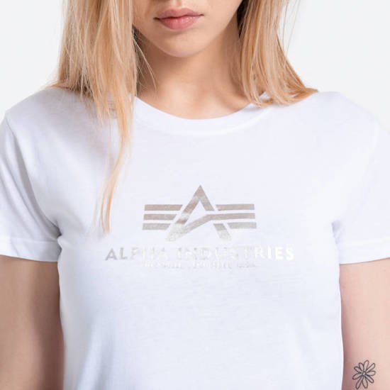 Alpha Industries Damska koszulka z krótkim rękawem New Basic T Wmn Foil Print FP