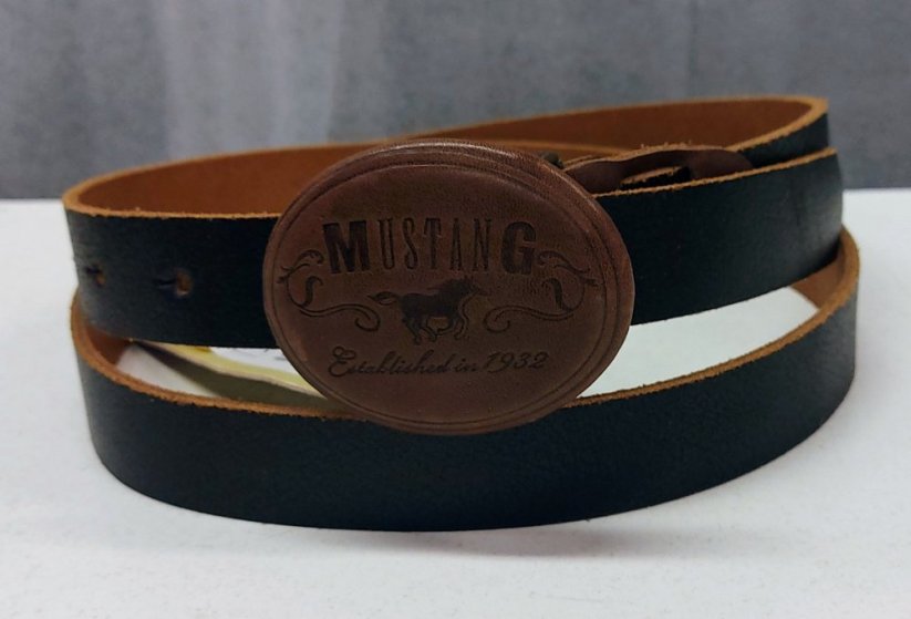 Mustang KOŽENÝ UNISEXOVÝ OPASOK Leather Buckle Belt