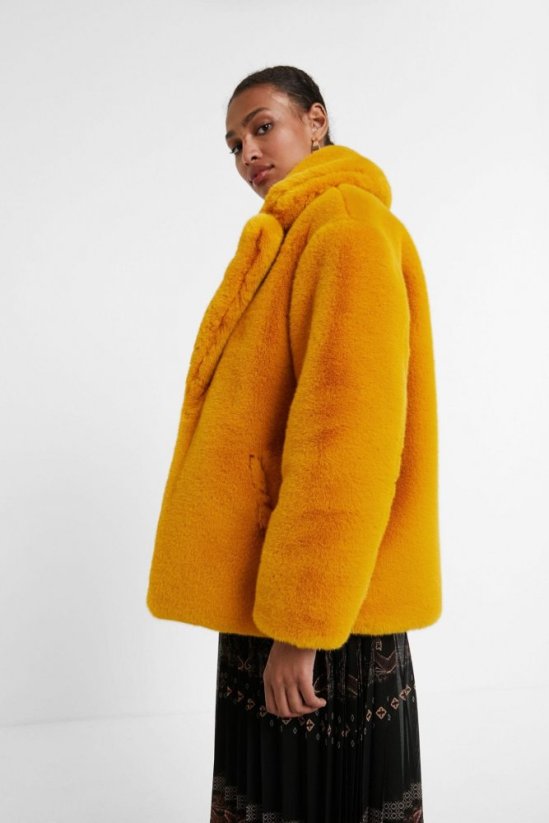 Desigual Dámsky kabát CHAQ SEREN - Farba: Žltá, Veľkosť: M, Typ: Zimná bunda
