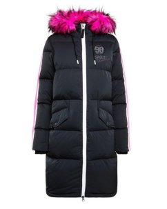Soccx Damska kurtka zimowa z kapturem Black/neon magenta