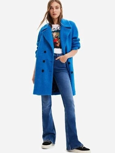 Desigual Dámsky Kabát CHAQ-LONDON - Farba: Modrá, Veľkosť: XL, Typ: Kabát