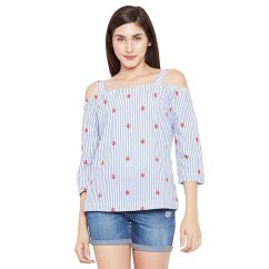 TOM TAILOR Bluzka damska  Embroidered carmen blouse