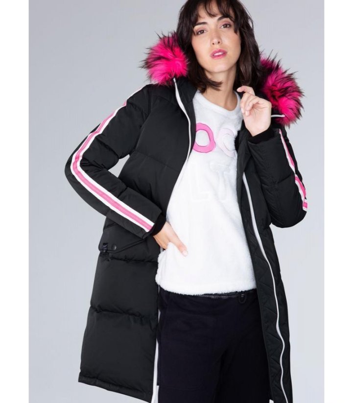 Soccx Dámská Zimní bunda s kapucí Black/neon magenta