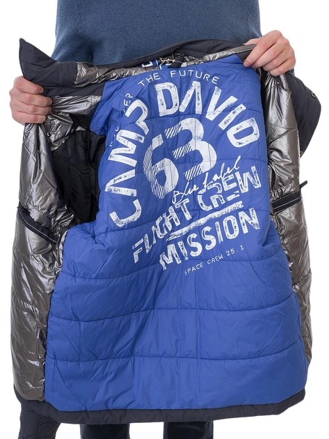 CAMP DAVID Pánska Bunda zimná s Kapucňou BLUE
