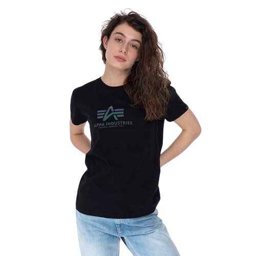 Alpha Industries  Damska koszulka z krótkim rękawem New Basic T Wmn Rainbow Refl. Wydrukuj RR